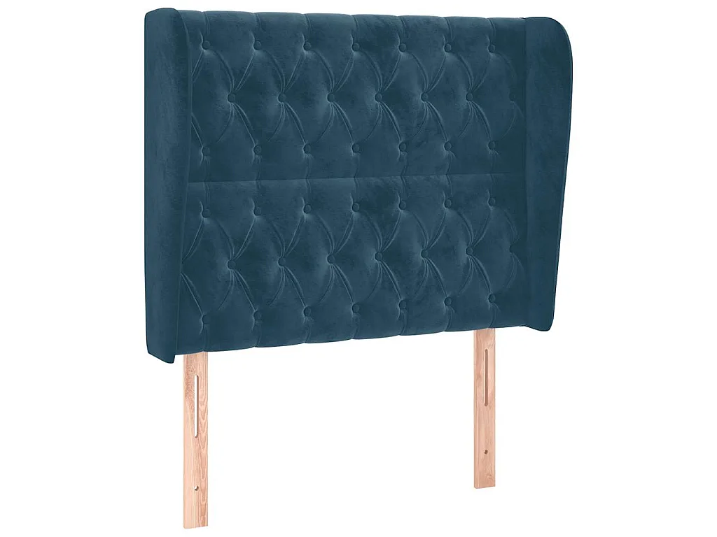 Tête de lit avec oreilles Bleu foncé 103x23x118/128 cm Velours