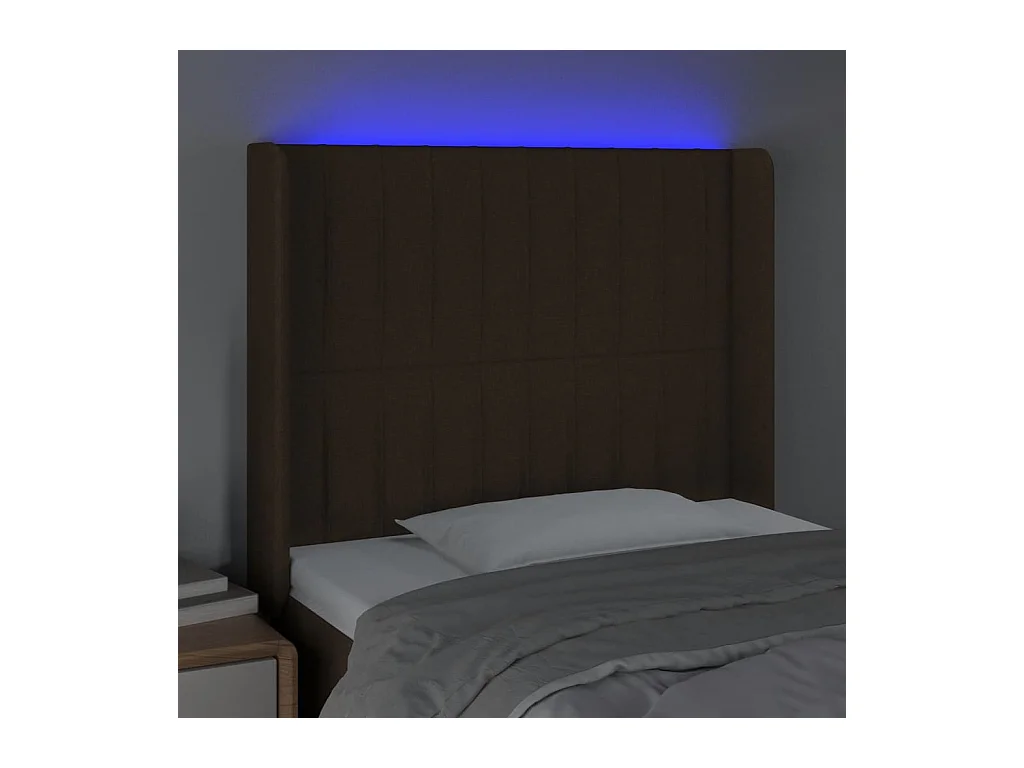 LED Kopfteil Dunkelbraun 103x16x118/128 cm Stoff