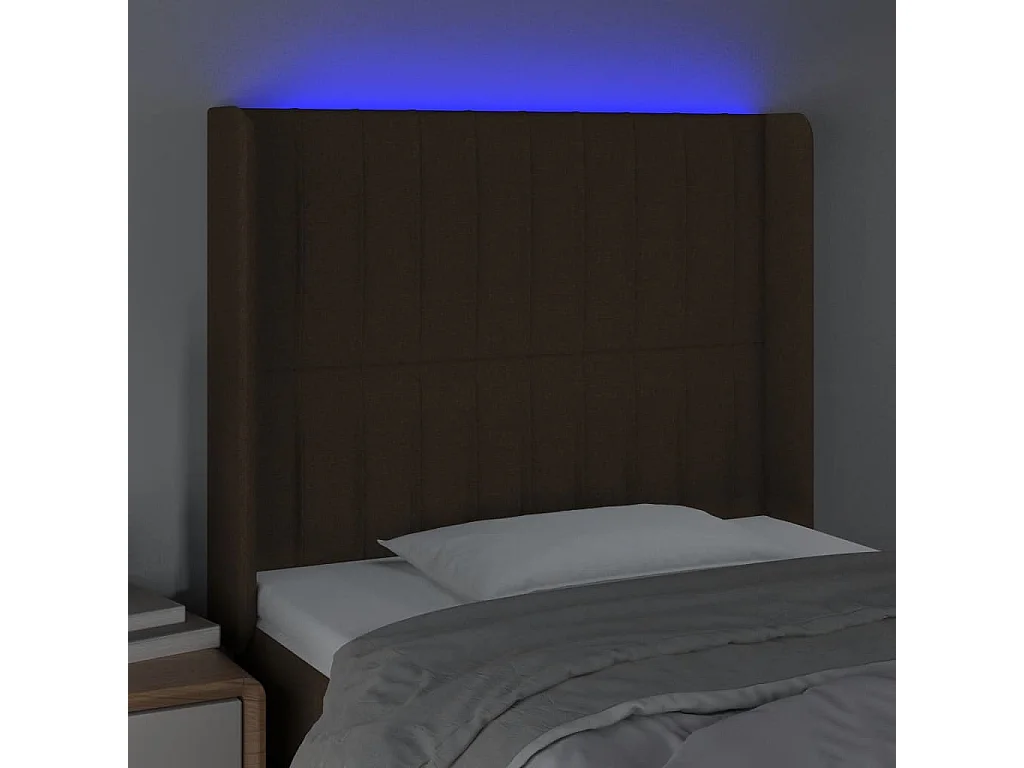 LED Kopfteil Dunkelbraun 103x16x118/128 cm Stoff