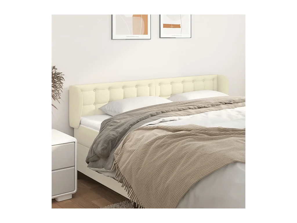 Tête de lit avec oreilles Crème 203x23x78/88 cm Similicuir