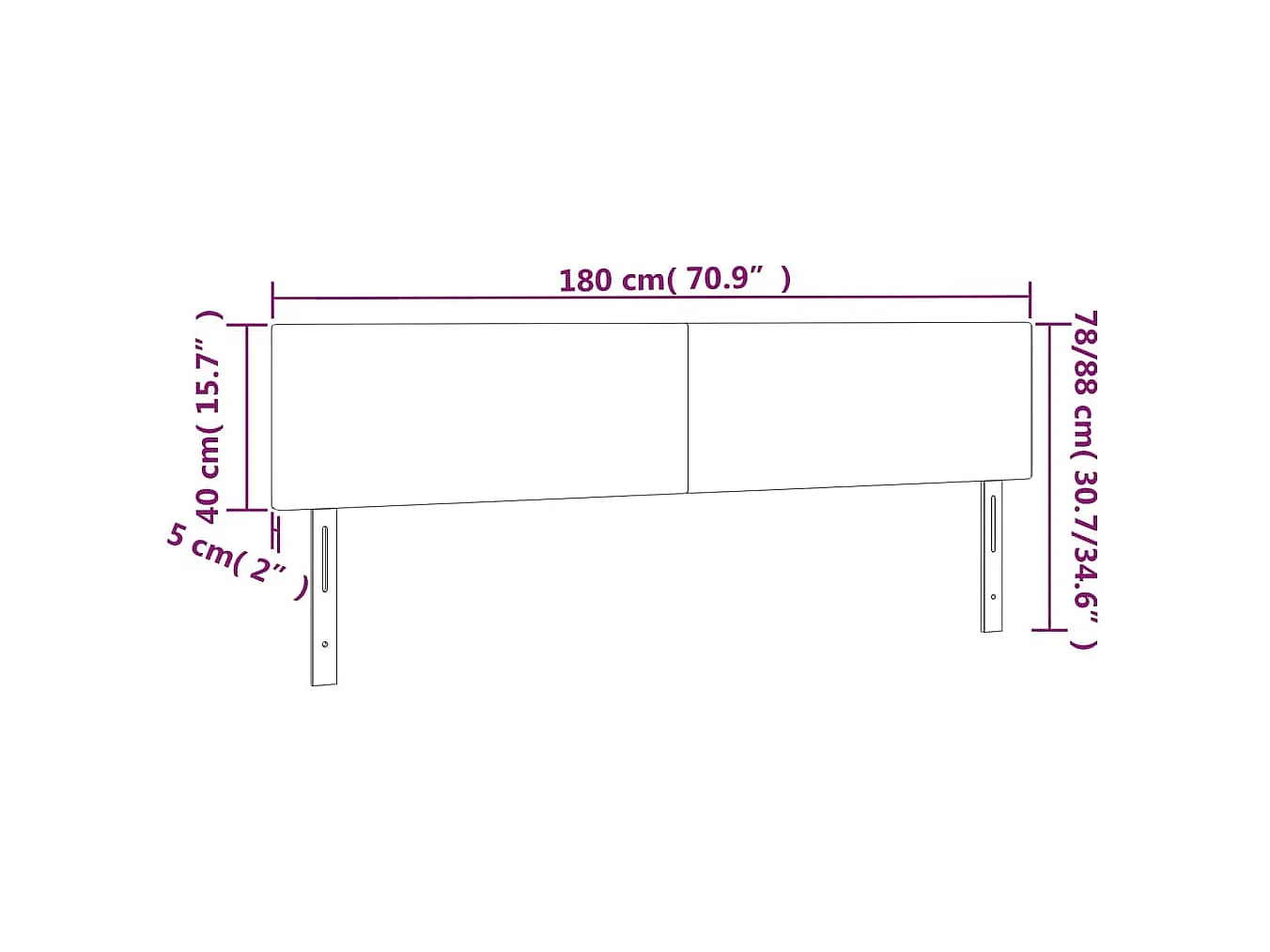 Tête de lit à LED Crème 180x5x78/88 cm Similicuir