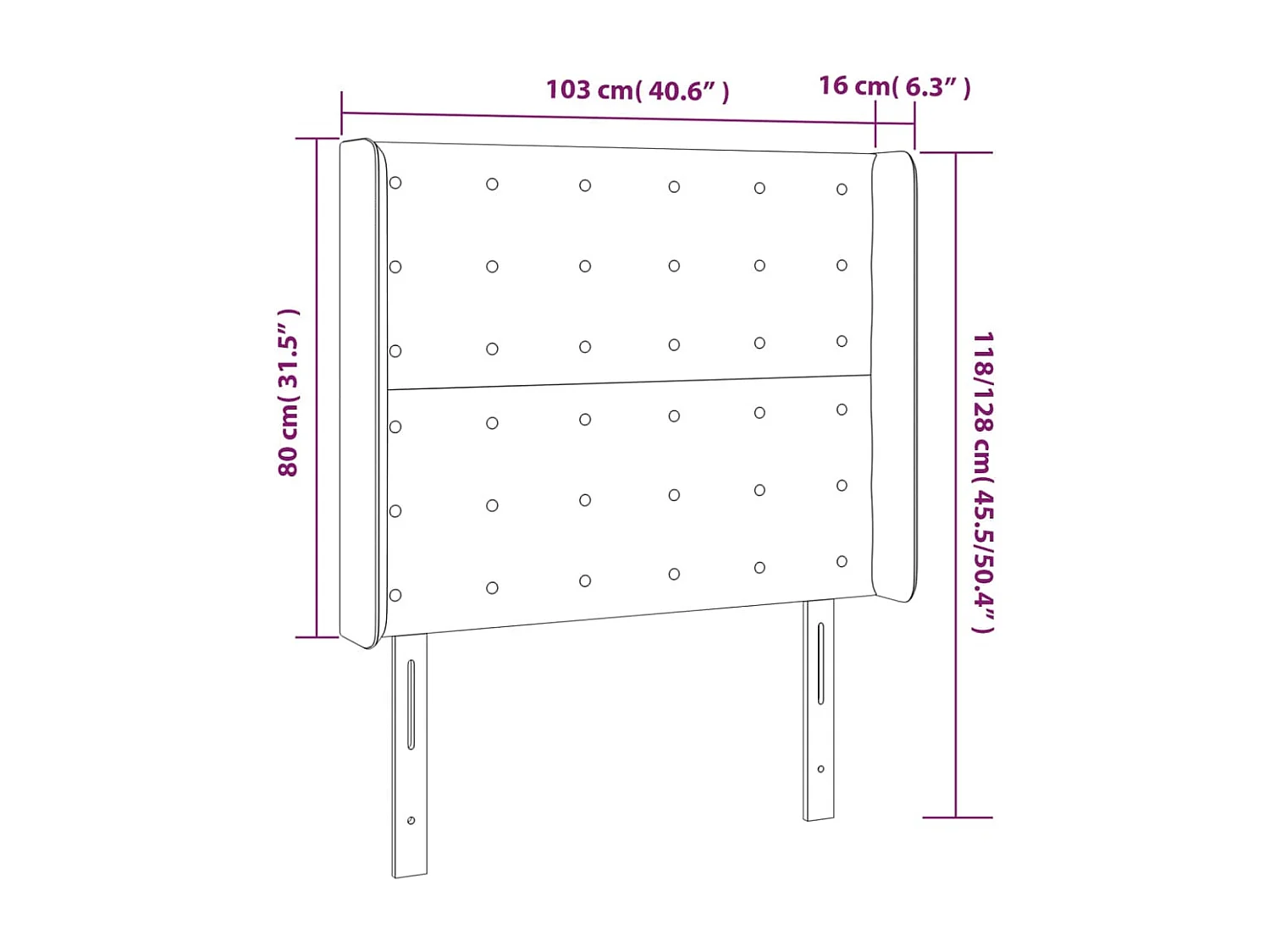 Cabeceira cama c/ LED 103x16x118/128 cm couro artificial crème