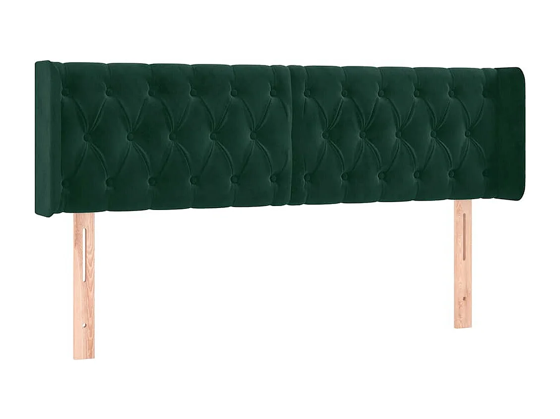 Tête de lit avec oreilles Vert foncé 147x16x78/88 cm Velours