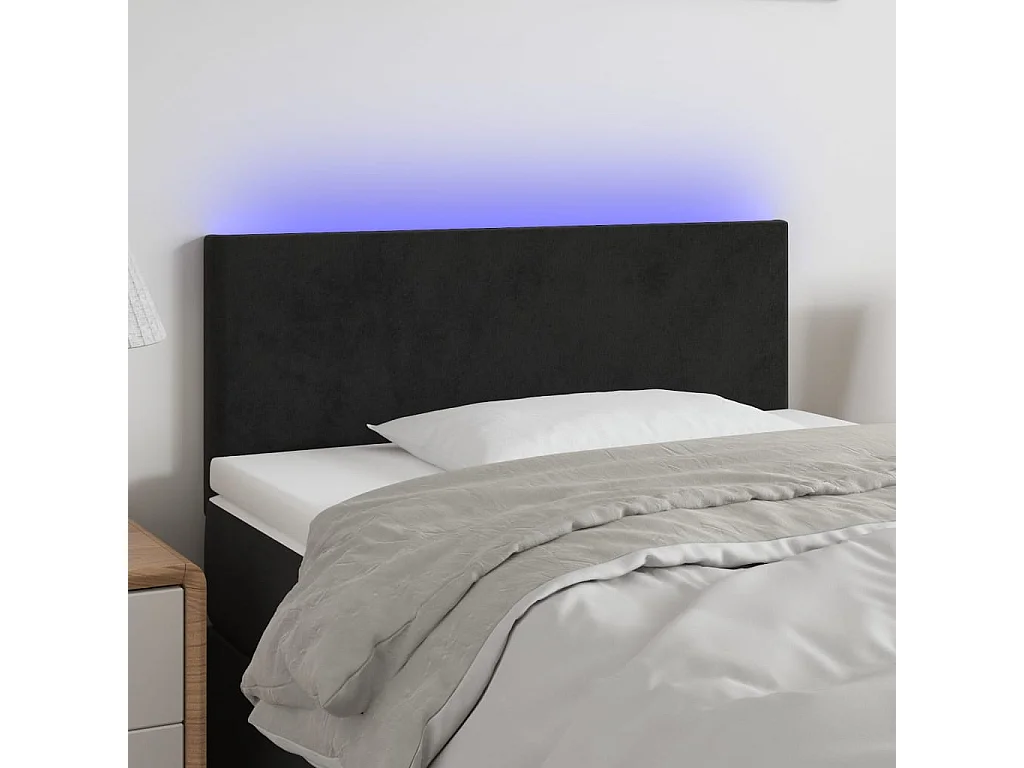 Hoofdbord LED 90x5x78/88 cm fluweel zwart