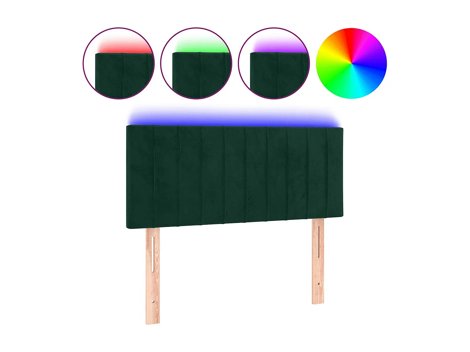 Tête de lit à LED Vert foncé 100x5x78/88 cm Velours