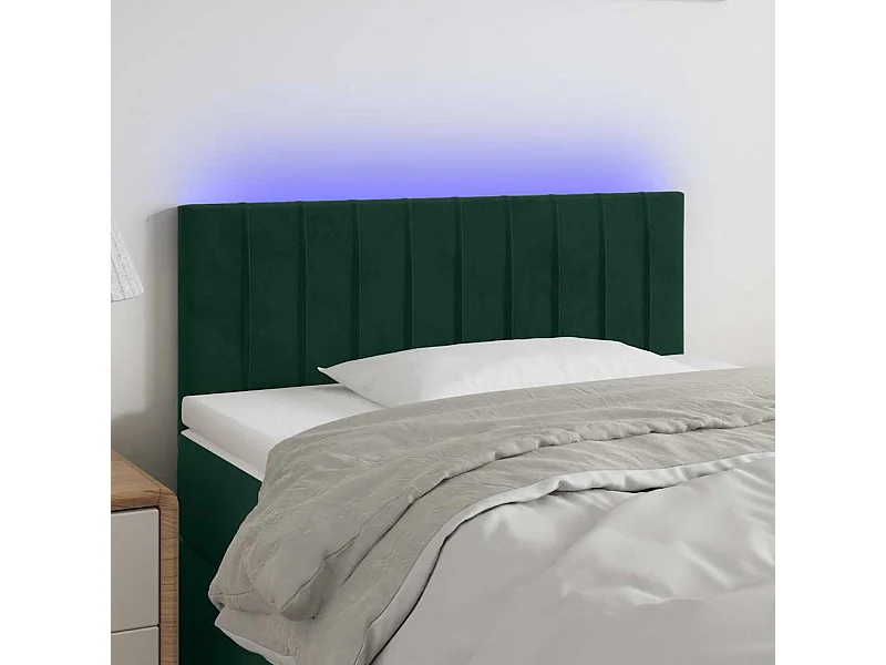 Tête de lit à LED Vert foncé 100x5x78/88 cm Velours