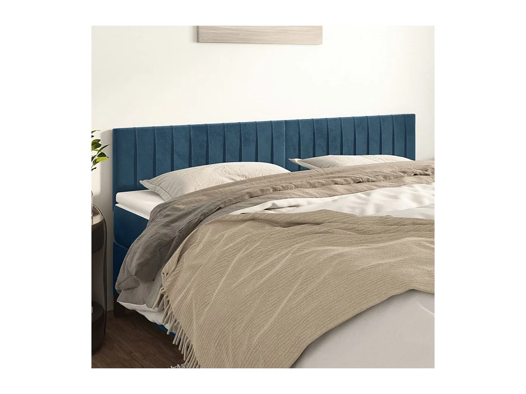Têtes de lit 2 pcs Bleu foncé 80x5x78/88 cm Velours