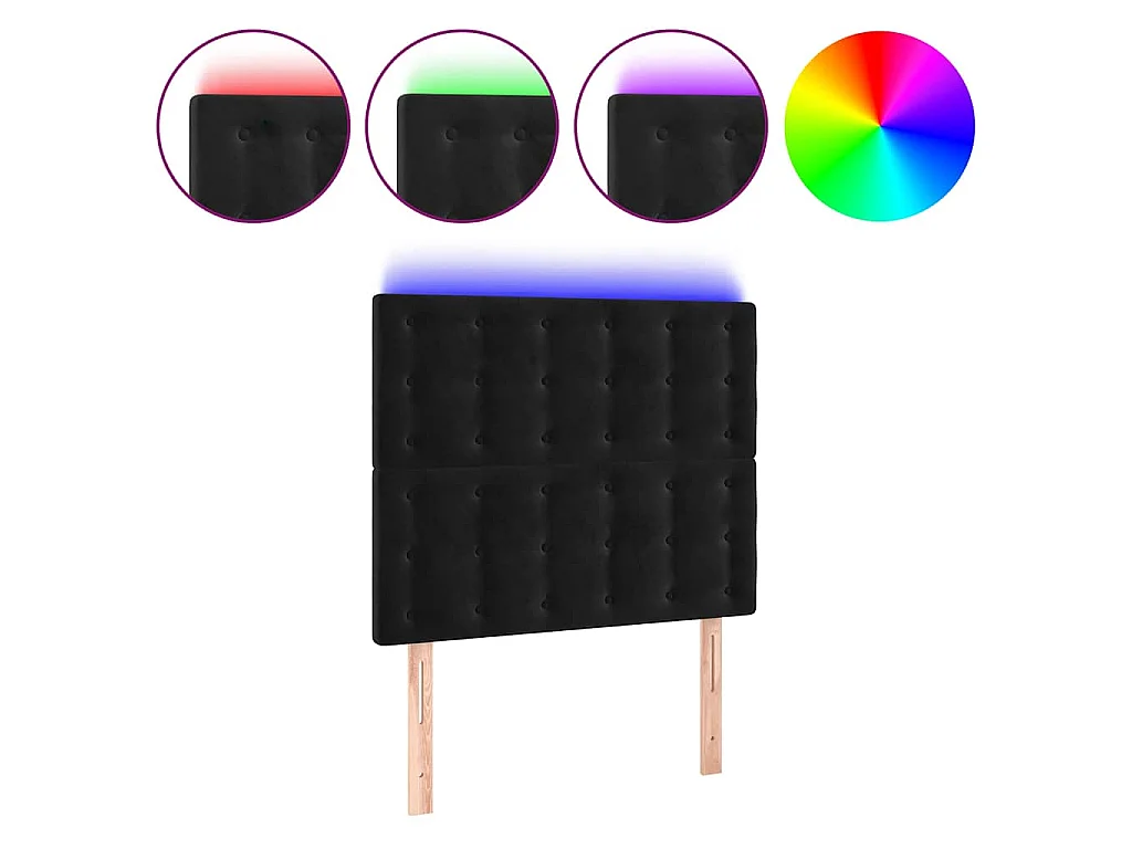 Tête de lit à LED Noir 80x5x118/128 cm Velours