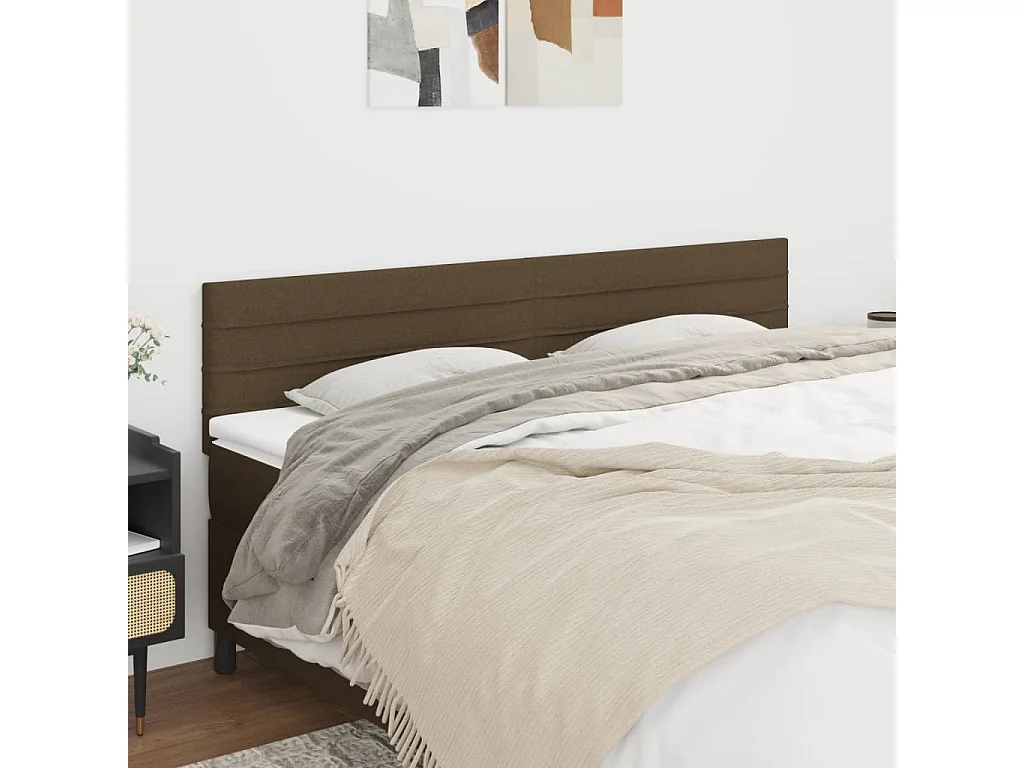 Hoofdborden 200x5x78/88 cm stof donkerbruin