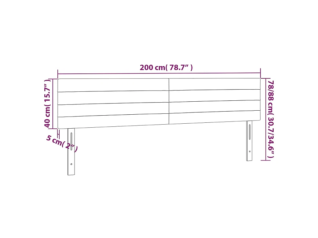Hoofdborden 200x5x78/88 cm stof donkerbruin