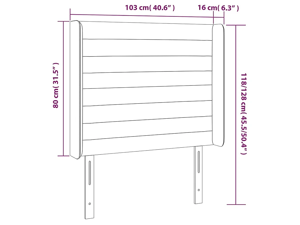 Hoofdbord LED 103x16x118/128 cm stof crèmekleurig