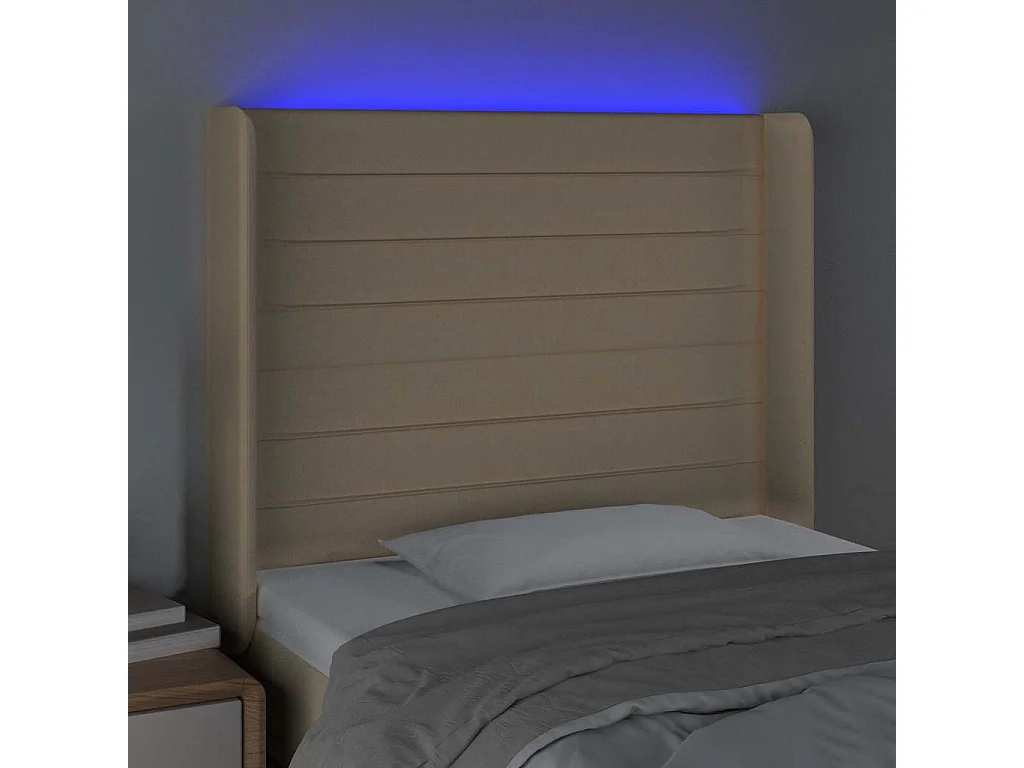 Tête de lit à LED Crème 103x16x118/128 cm Tissu