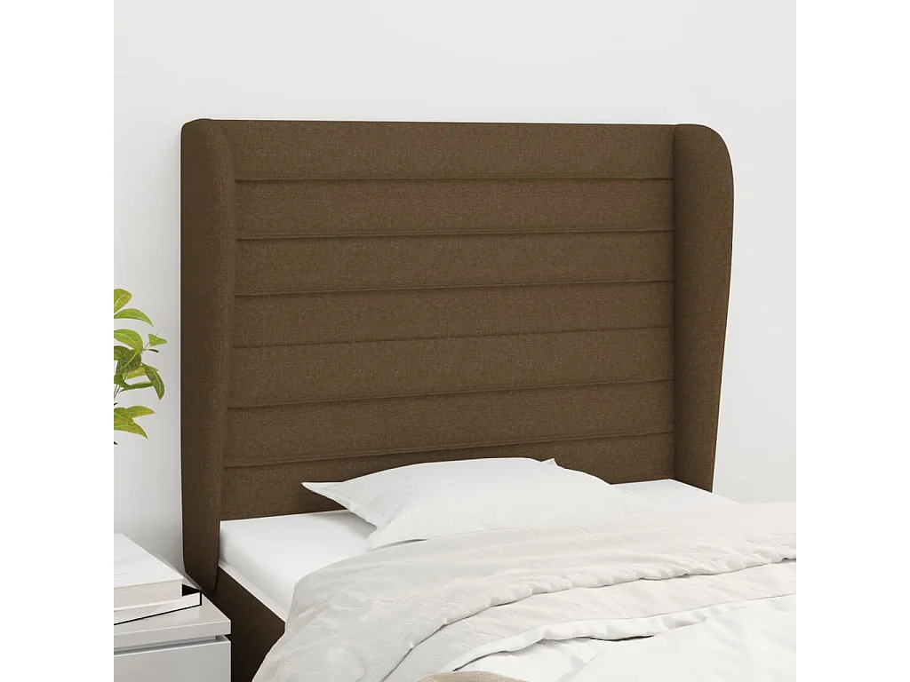 Cabeceira cama c/ abas tecido 103x23x118/128 cm castanho-escuro