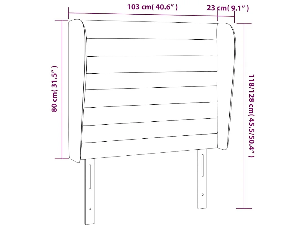 Hoofdbord met randen 103x23x118/128 cm stof donkerbruin