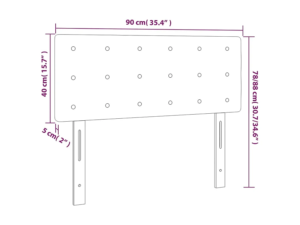 Testiera Nera 90x5x78/88 cm in Tessuto