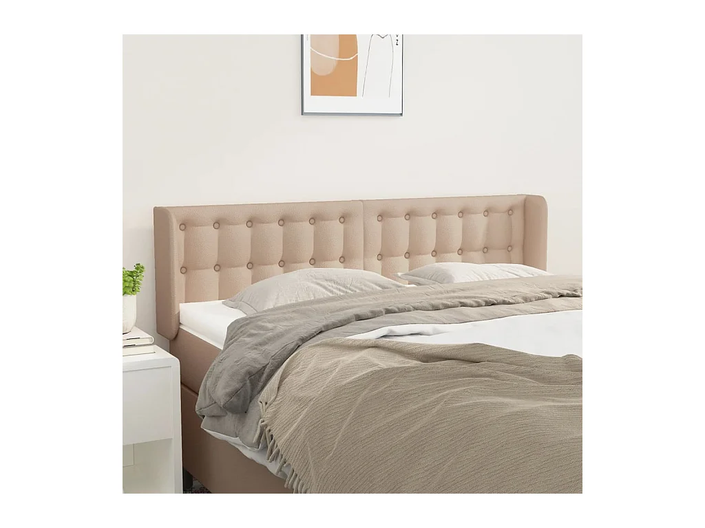 Hoofdbord met randen 147x16x78/88 cm kunstleer cappuccinokleur