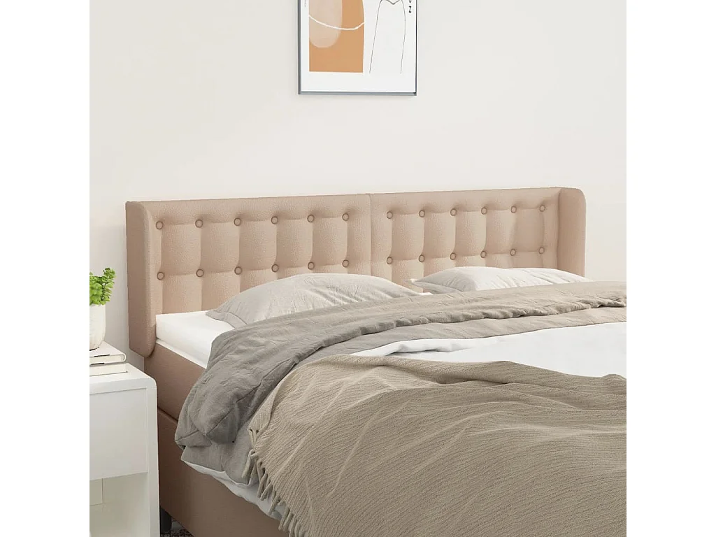 Hoofdbord met randen 147x16x78/88 cm kunstleer cappuccinokleur