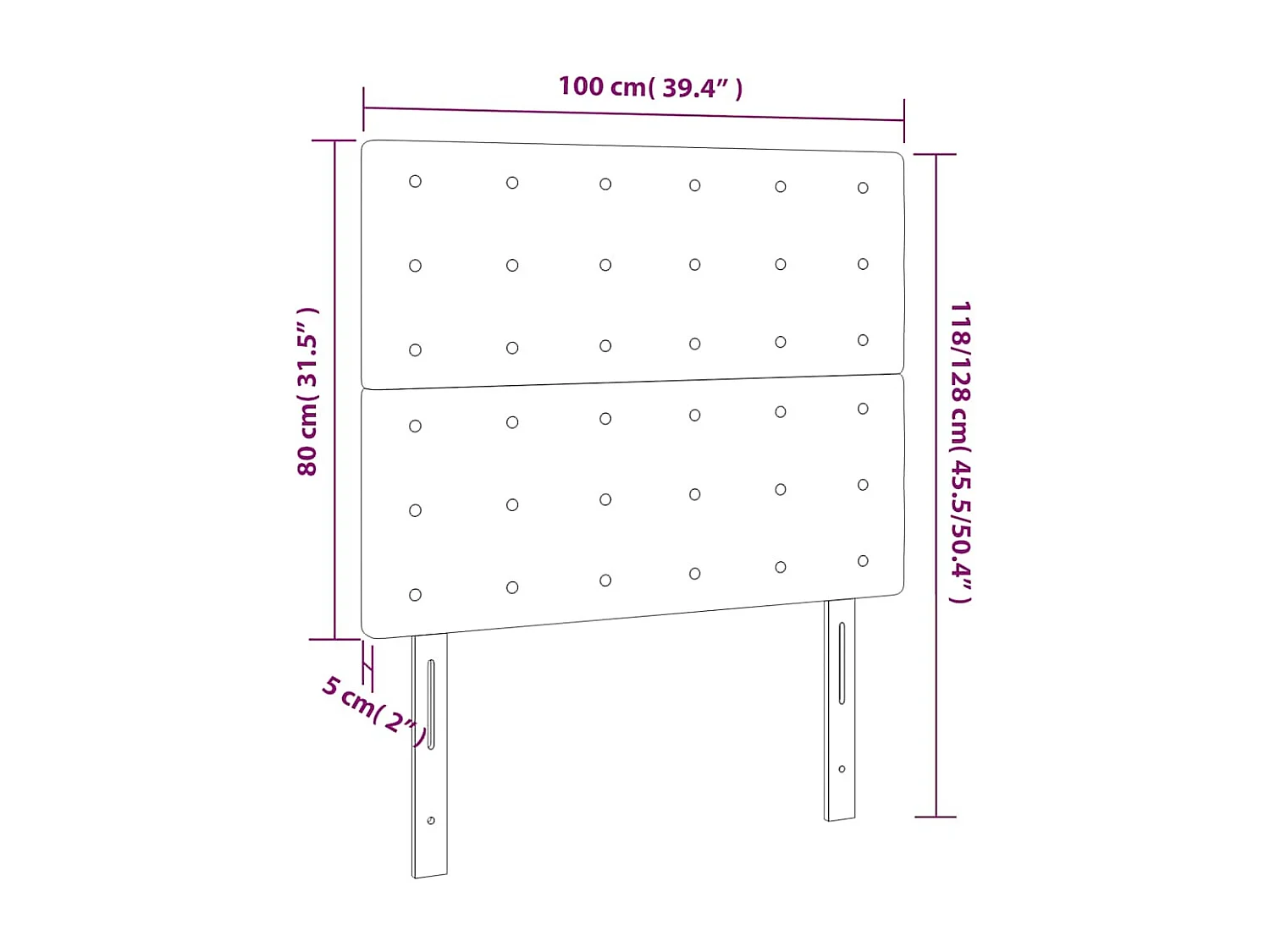 Tête de lit Vert foncé 100x5x118/128 cm Velours