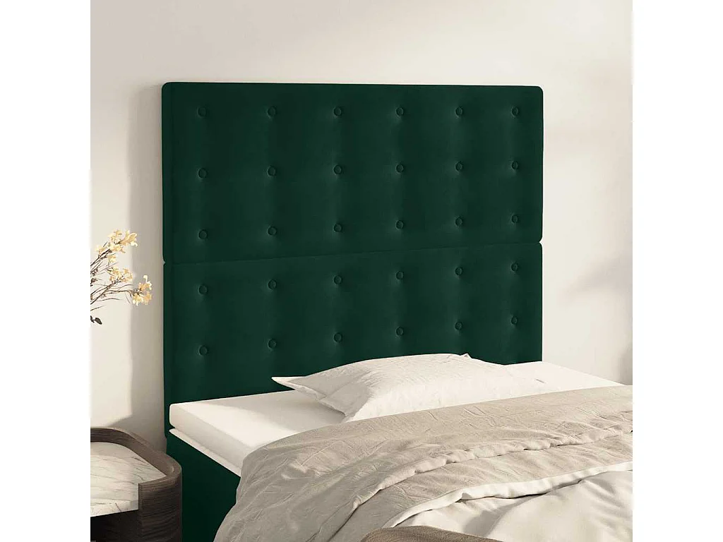 Tête de lit Vert foncé 100x5x118/128 cm Velours