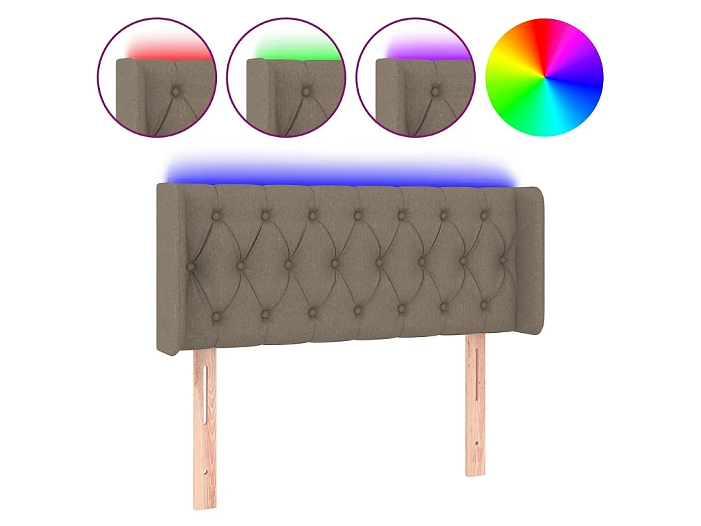 Testiera a LED Tortora 93x16x78/88 cm in Tessuto