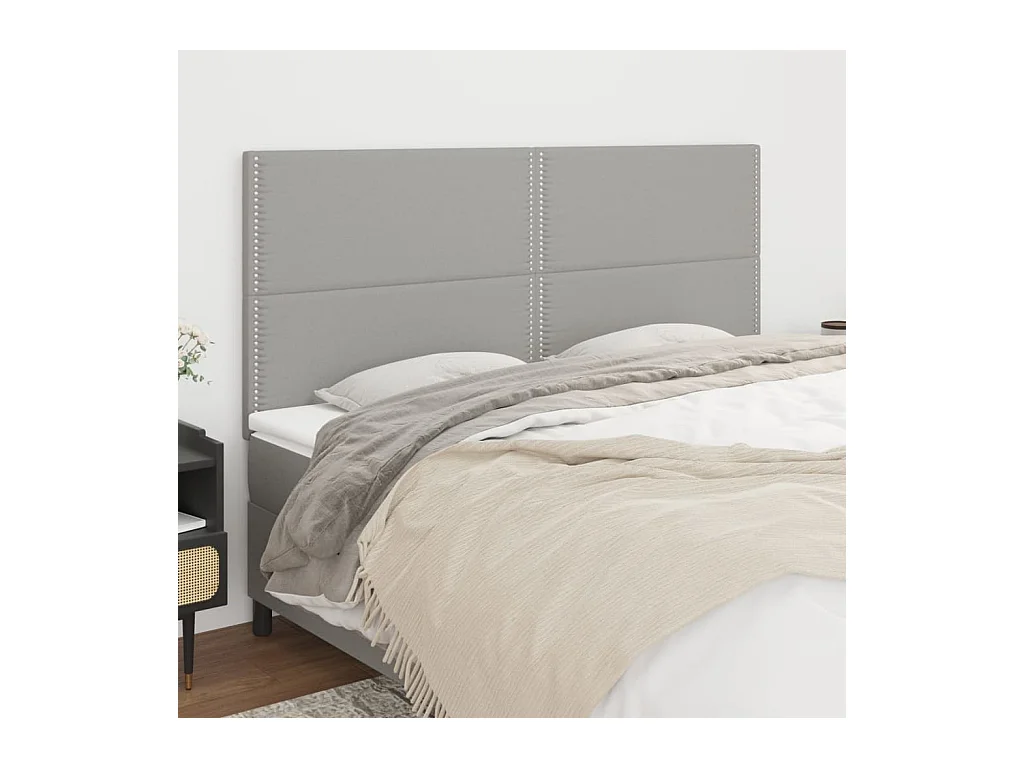 Têtes de lit 4 pcs Gris clair 90x5x78/88 cm Tissu