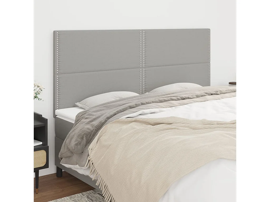 Kopfteil Hellgrau 180 x 5 x 118/128 cm Stoff