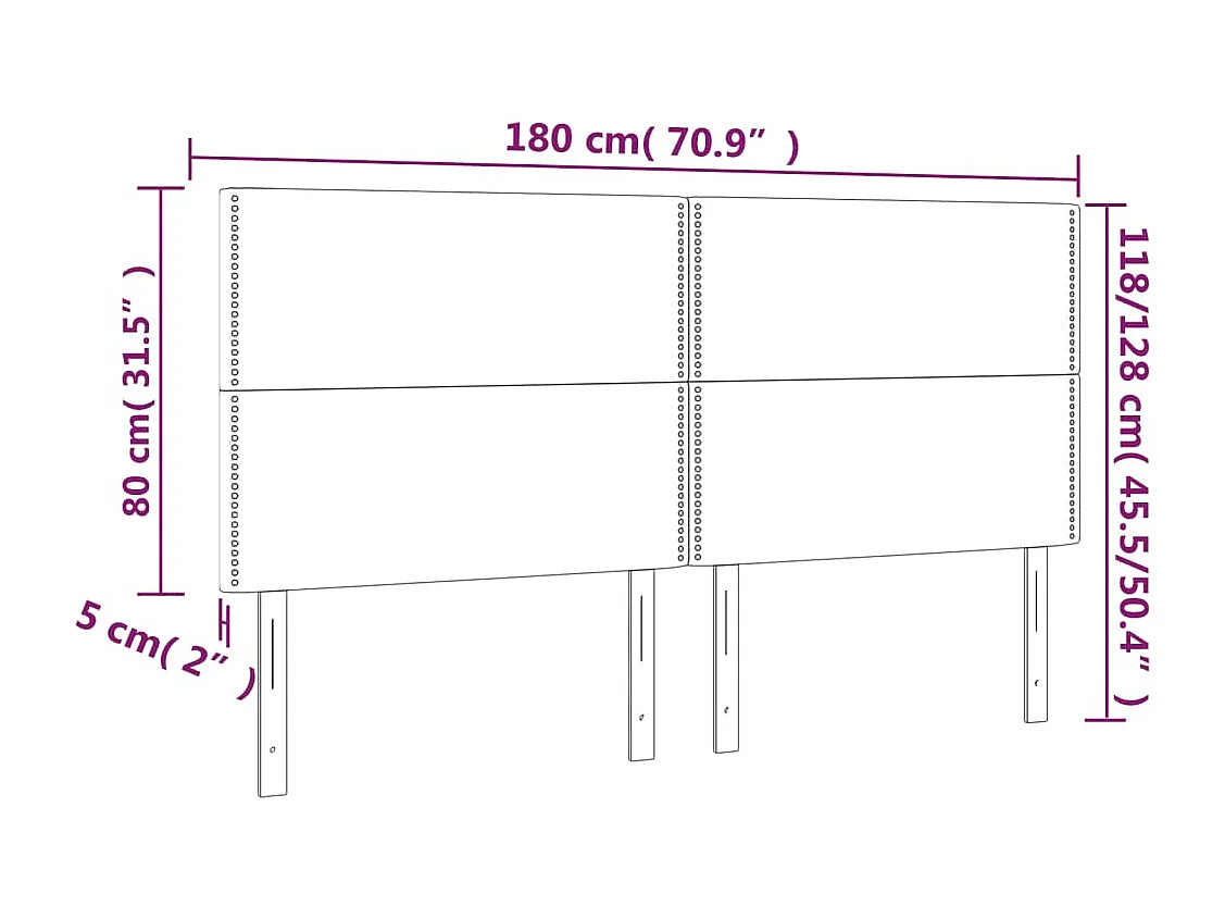 Kopfteil Hellgrau 180 x 5 x 118/128 cm Stoff