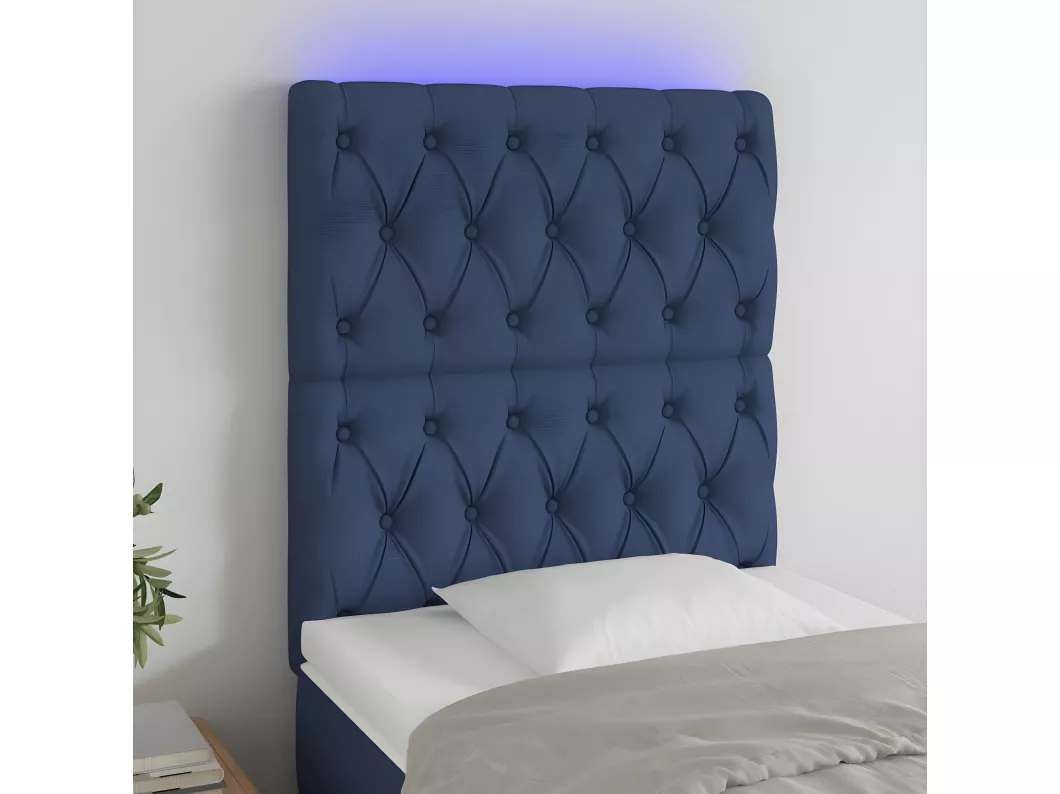 Kauf Unique LED Kopfteil Blau 80x7x118/128 cm Stoff