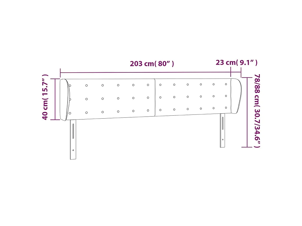 Testiera ad Orecchio Blu 203x23x78/88cm in Tessuto