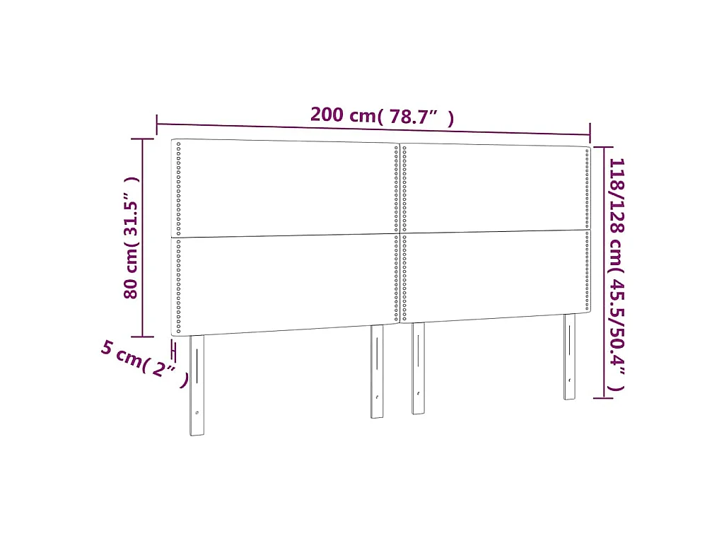Kopfteil Rosa 200 x 5 x 118/128 cm Samt