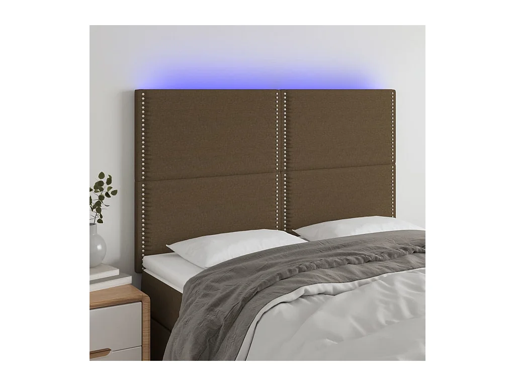 Hoofdbord LED 144x5x118/128 cm stof donkerbruin