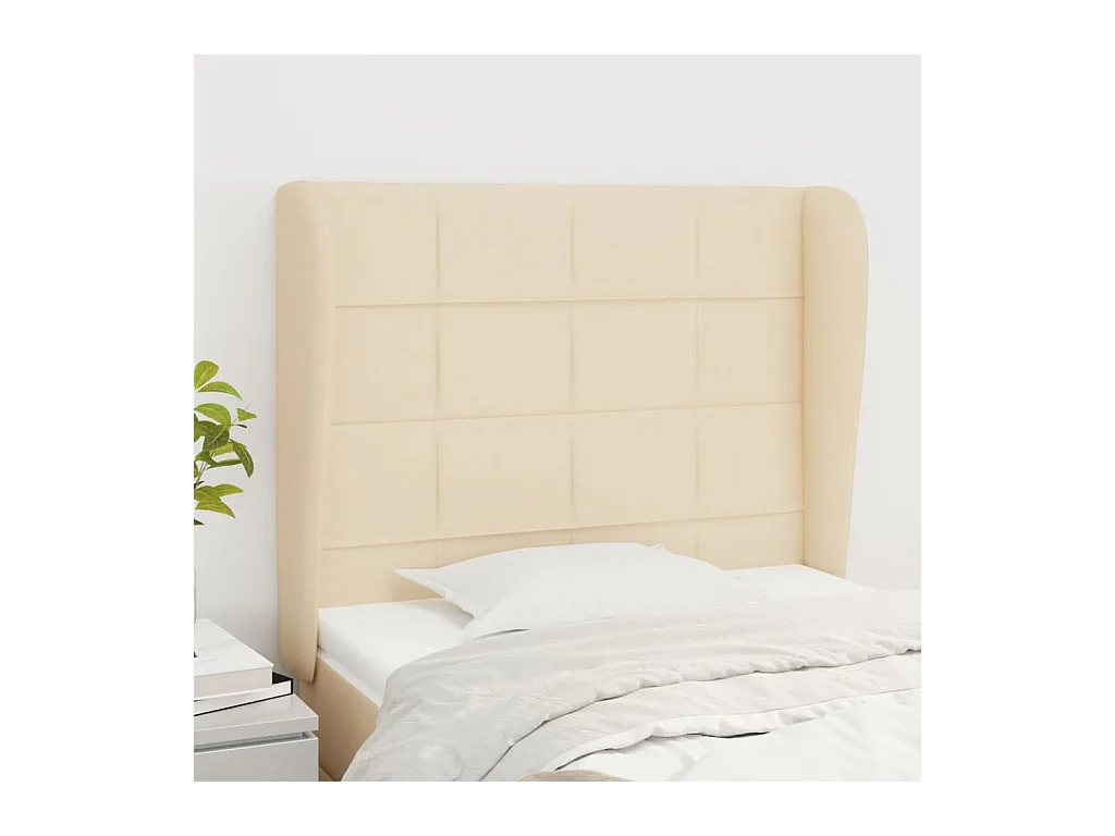 Tête de lit avec oreilles Crème 103x23x118/128 cm Tissu
