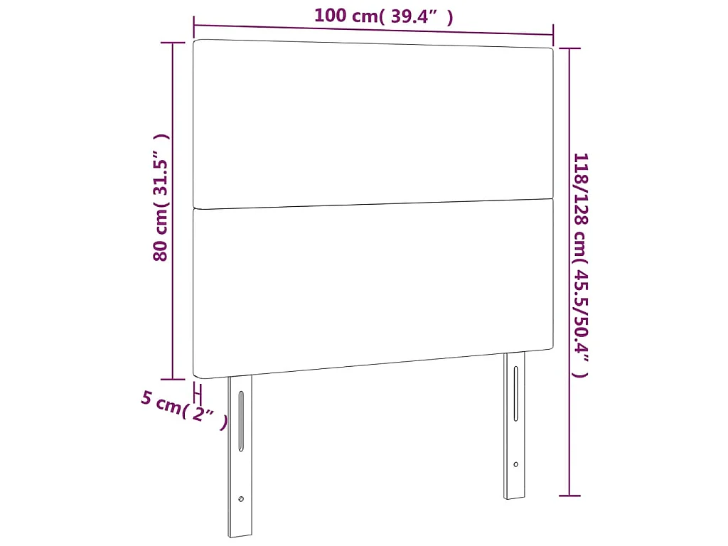 Tête de lit à LED Rose 100x5x118/128 cm Velours