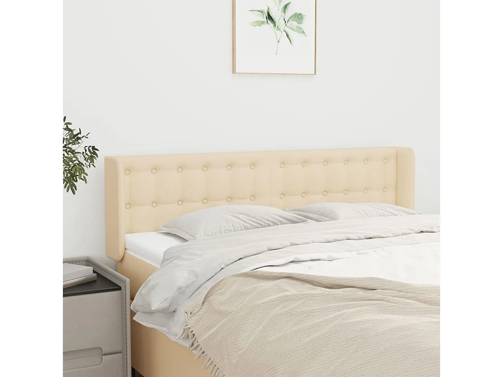 Tête de lit avec oreilles Crème 147x16x78/88 cm Tissu