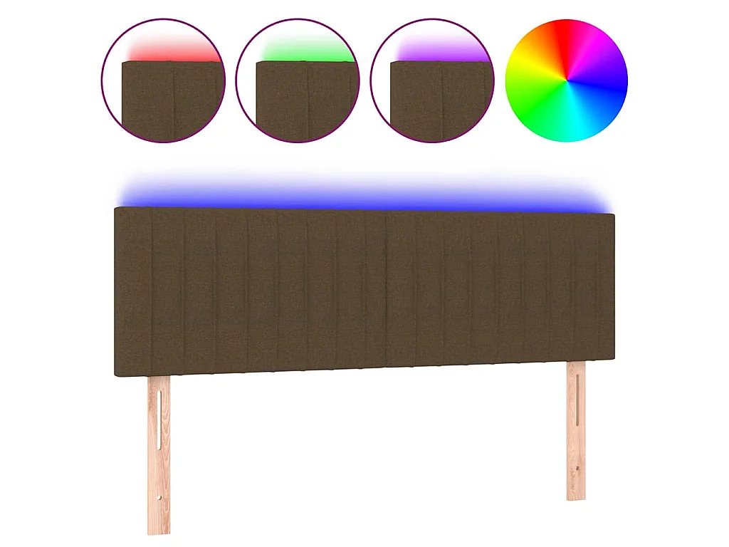 Tête de lit à LED Marron Foncé 144x5x78/88 cm Tissu
