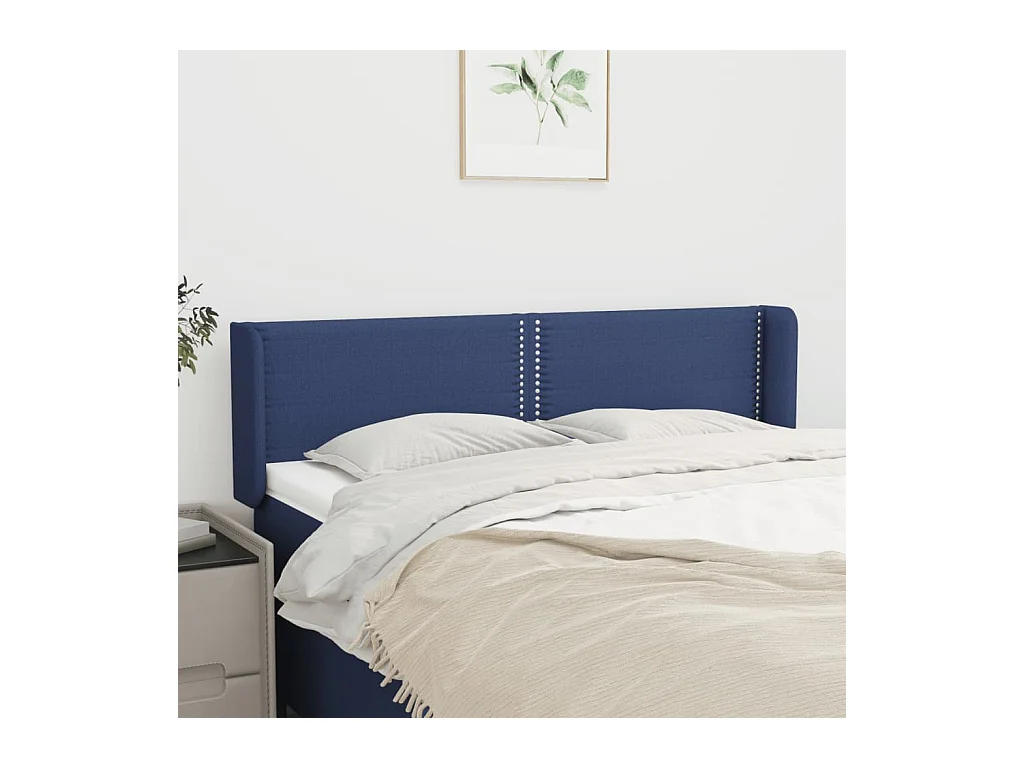 Tête de lit avec oreilles Bleu 147x16x78/88 cm Tissu