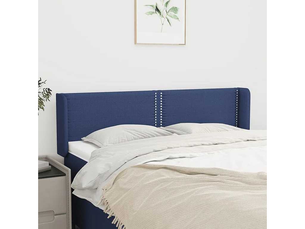Kopfteil mit Ohren Blau 147x16x78/88 cm Stoff