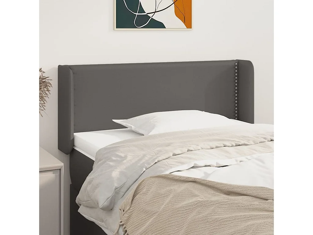 Testiera ad Orecchio Grigio 83x16x78/88 cm in Similpelle