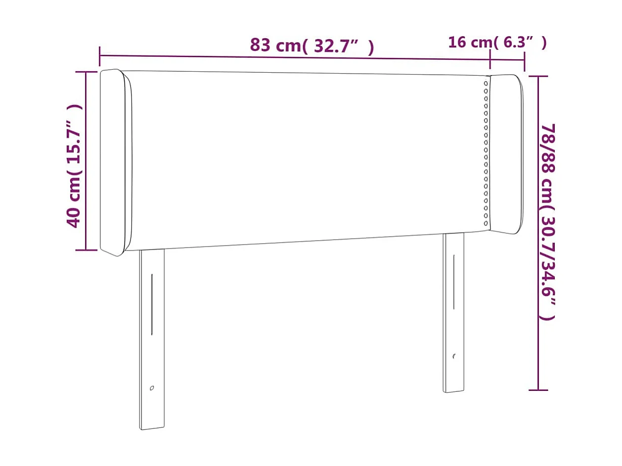 Testiera ad Orecchio Grigio 83x16x78/88 cm in Similpelle