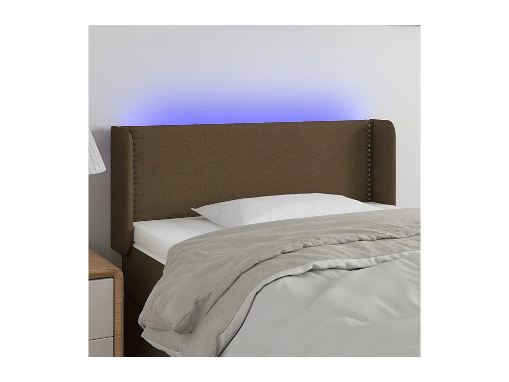 Tête de lit à LED Marron foncé 103x16x78/88 cm Tissu