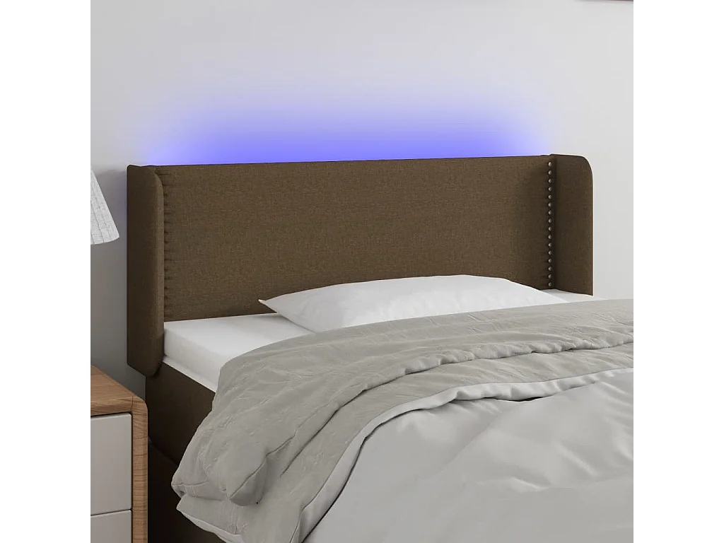 LED Kopfteil Dunkelbraun 103x16x78/88 cm Stoff