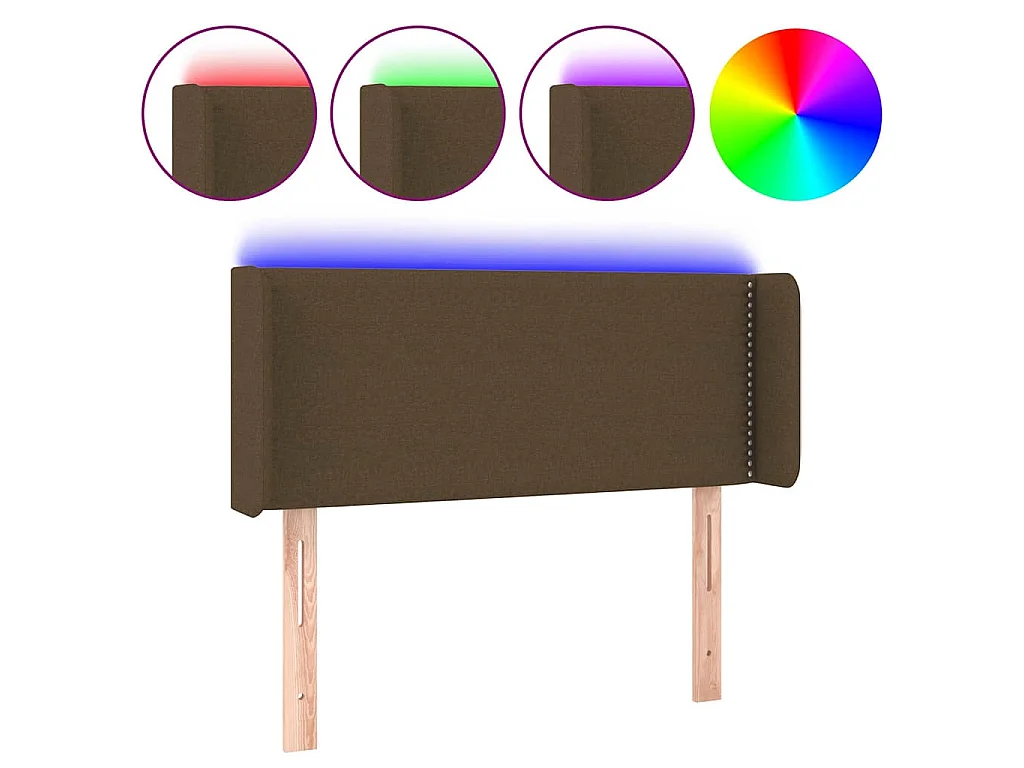 Tête de lit à LED Marron foncé 103x16x78/88 cm Tissu