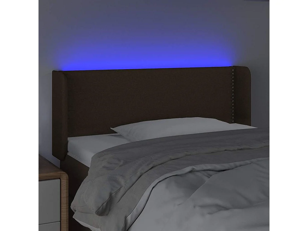 Tête de lit à LED Marron foncé 103x16x78/88 cm Tissu