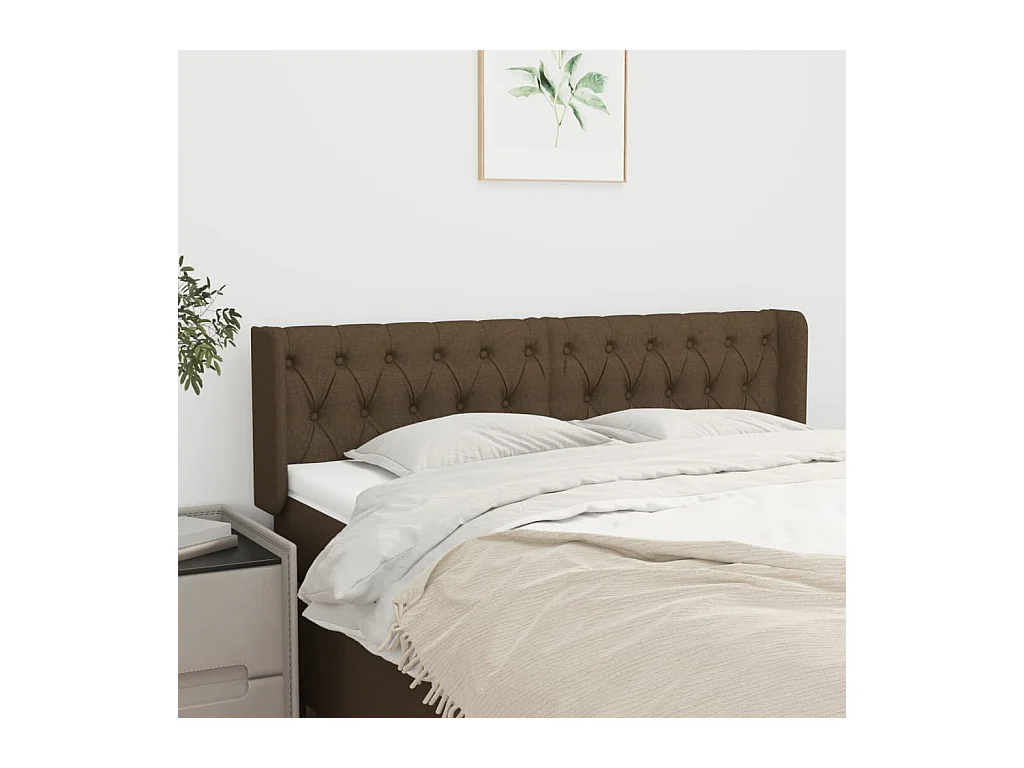 Tête de lit avec oreilles Marron Foncé 163x16x78/88 cm Tissu