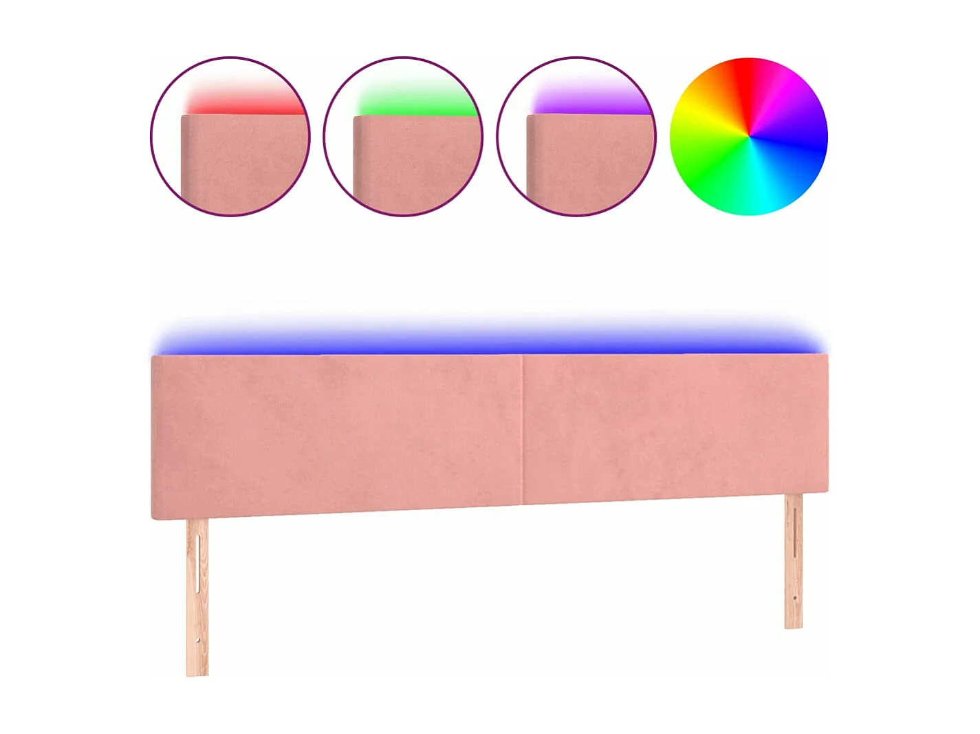 Hoofdbord LED 160x5x78/88 cm fluweel roze