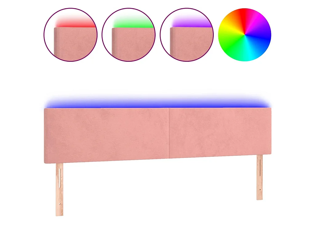 LED Kopfteil Rosa 160x5x78/88 cm Samt