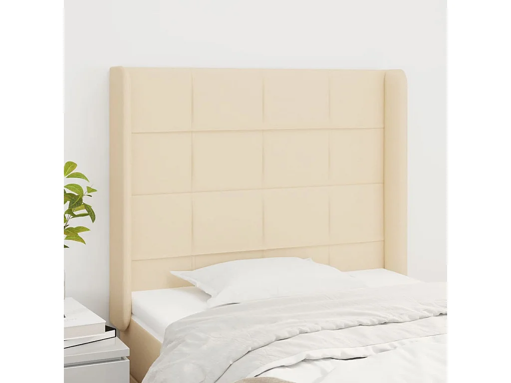 Tête de lit avec oreilles Crème 103x16x118/128 cm Tissu