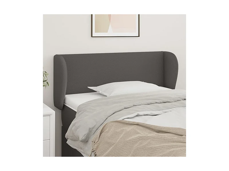 Kopfteil mit Ohren Grau 83x23x78/88 cm Kunstleder