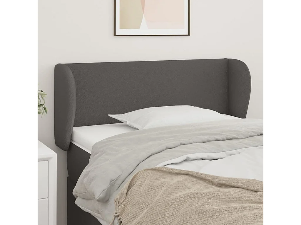 Kopfteil mit Ohren Grau 83x23x78/88 cm Kunstleder