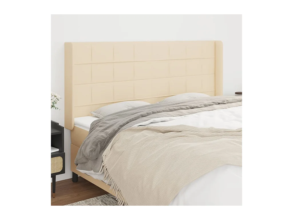 Tête de lit avec oreilles Crème 163x16x118/128 cm Tissu